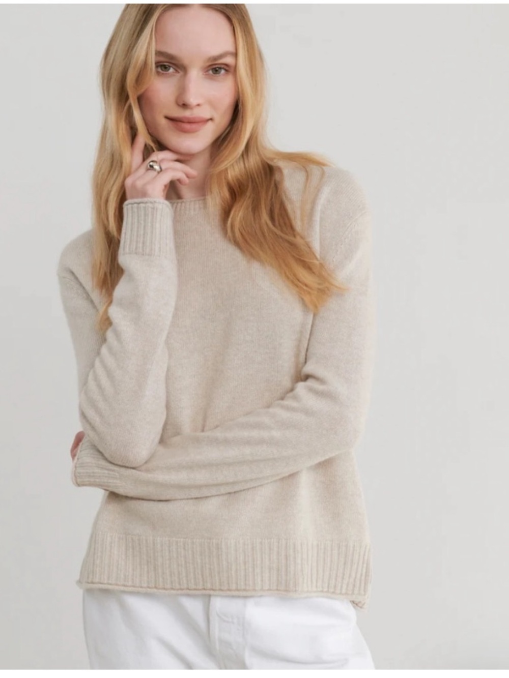 Jenni Kayne Everyday Cream Sweater Boxy Oversized Cashmere Blend XS